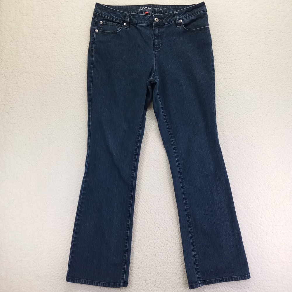 Apt 9 Womens Bootcut Jeans Size 12 Dark Wash‎ Blue Denim Mid Rise Stretch Pants